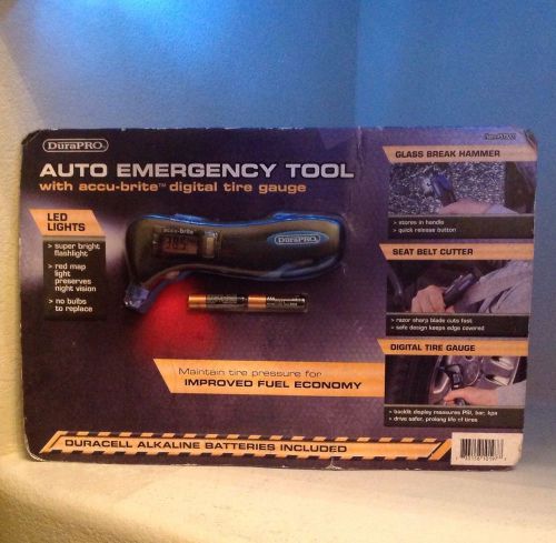DuraPRO / Auto Emergency Tool / Digital Tire Gauge - Hammer - Cutter - LED Lite