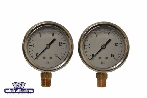 2-Pk 0-15 psi 2.5&#034; Hydraulic-Air-Water Pressure Guage