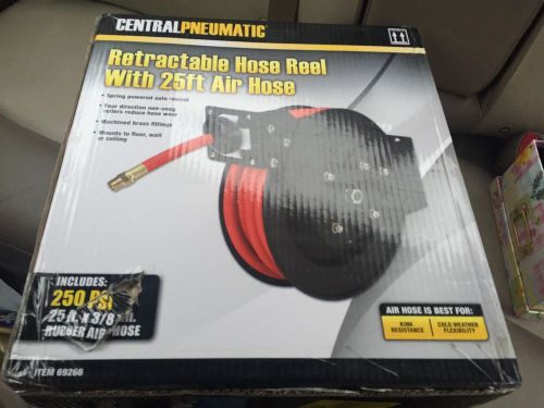 New central pneumatic #69265 retractable hose reel w/ 50ft 3/8&#034; air/water hose for sale