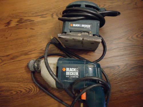 BLACK &amp; DECKER GREEN 3/8&#034; CORDED ELECTRIC DRILL 3.5A 0-1,200 VSR  &amp; 1.6A SANDER