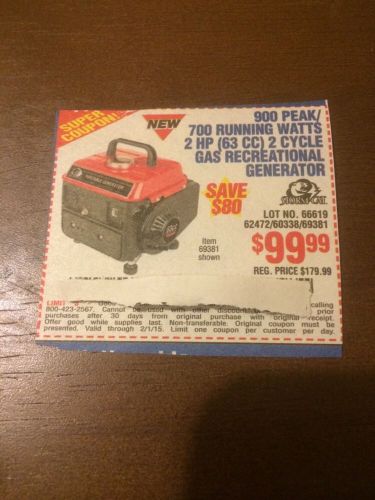 $99.99 2hp 700 watt gas generator coupon to harbor freight for sale