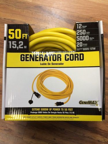 Generator power cord 50 foot 12 gauge genimax l14-20 for sale