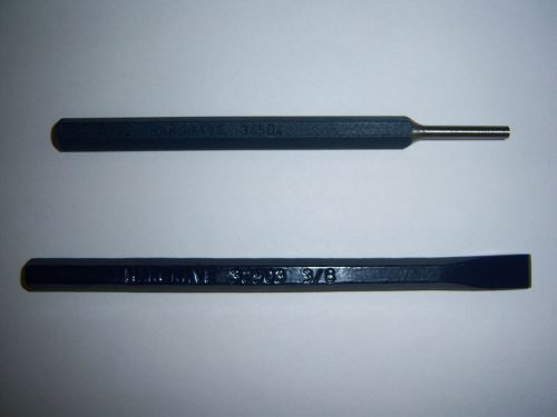 2 - wilton hargrave 5/32&#034; drive pin punch &amp; 3/8&#034; blade edge cold chisel sets for sale