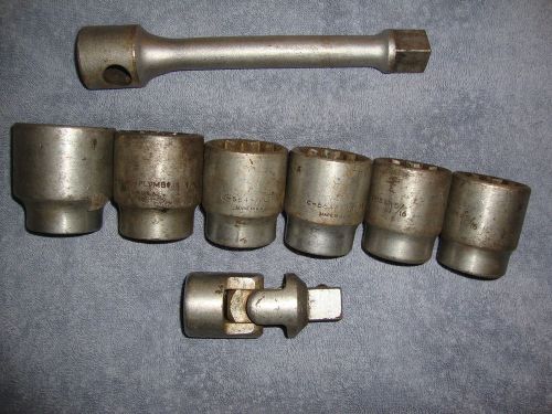 8 PC 3/4&#034; INCH DRIVE PLUMB TOOL LOT SOCKETS UNIVERSAL JOINT 8&#034; EXTENTION