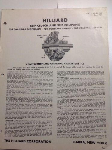 1951 Hilliard Slip Clutch and Slip Coupling Catalog (car, industrial)