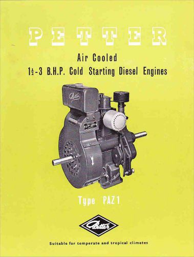 1957 ad for Petter Air Cooled Diesel Engine, Type PAZ - ORIGINAL