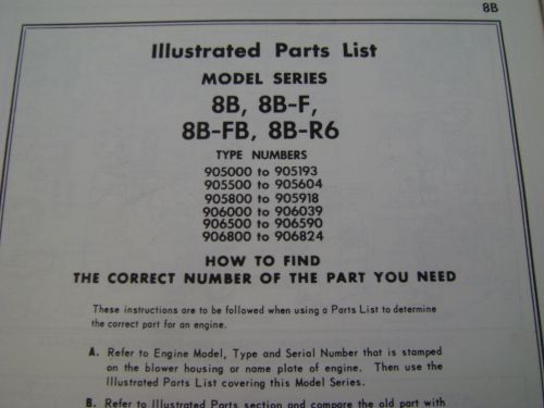 briggs and stratton parts list model series 8B 8B-F 8B-FB 8B-R6