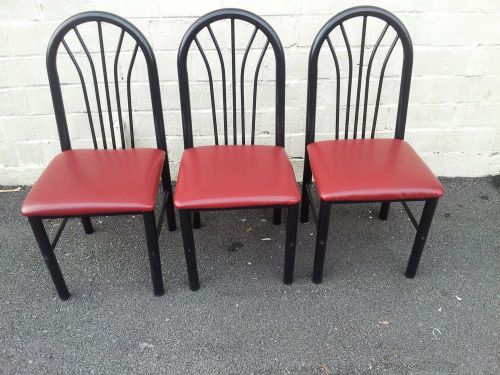 CHAIRS RED VINYL, METAL FRAME FOR RESTAURANT, CAFE, CAFETERIA