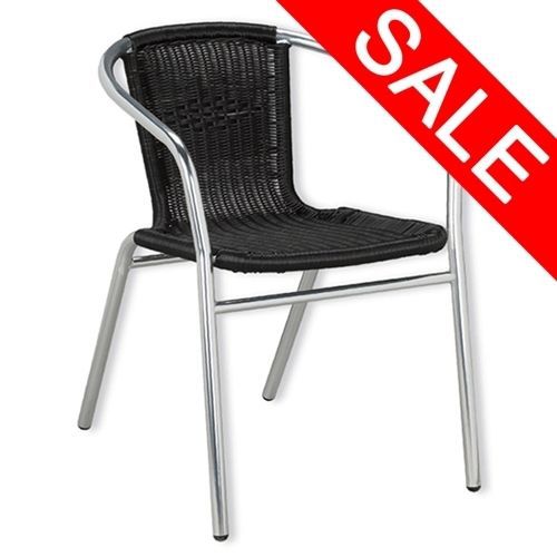Wicker aluminum chair in black (ahh-7024-blk) for sale