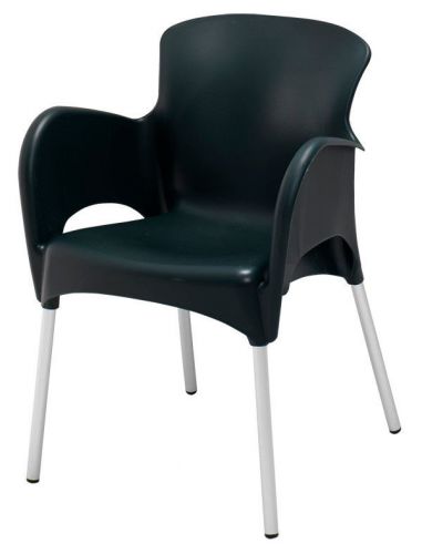 New Lola Commercial Stacking Aluminum / Resin Outdoor Dining Chair - Black
