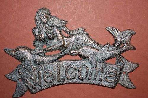 (3) MERMAID,WELCOME, WELCOME PLAQUE, WELCOME SIGN, DOLPHINS,NAUTICAL DECOR BL-40