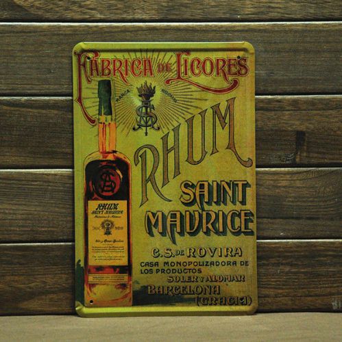 Rhum Tin Sign Vintage Metal Plaque Poster Bar Pub Wall Decor