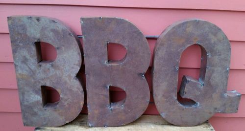 BBQ  BARBAQUE RECYCLED TIN UNIQUE METAL RUSTED RUSTY ART RESTAURANT KITCHEN SIGN