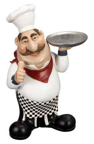 15&#034; French Fat Chef With Serving Tray And Thumbs Up