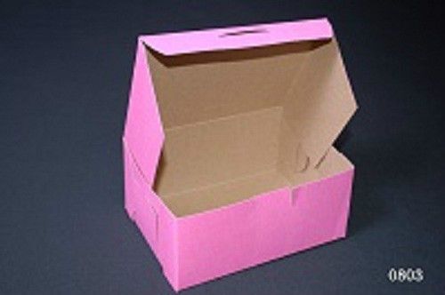 PINK BAKERY BOX PASTRY MINTS  6&#034;X4-1/2&#034;X2-3/4&#034; 1-PC TUCK TOP, HINGED (10 BOXES)