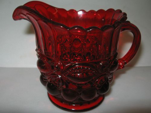Ruby red glass eyewinker pattern serving Creamer / cream pitcher royal milk gold