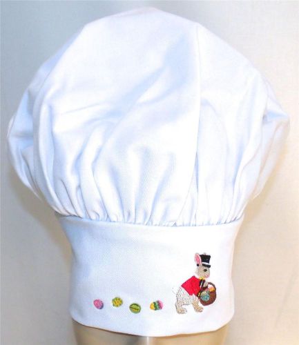 Easter Bunny Delivering Eggs White Chef Hat Child Size Adjustable Monogram NWT