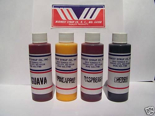 Shave ice / snow cone flavoring - 4 bottles - vending for sale