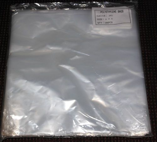 Pack of 100 Clear Plastic Poly Bags 8 x 8 Gauge .001 Ships from USA 8&#034; x 8&#034;