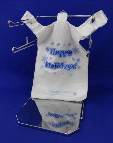 11.25x6x21&#034; happy holiday plastic t-shirt shopping bags handles christmas for sale