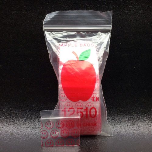 100 Ziplock Bags Pink Smiley Face Apple 1 1/4 x 1 Jewelry Bag 12510