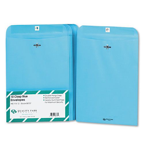 Fashion Color Clasp Envelope, 9 x 12, 28lb, Blue, 10/Pack