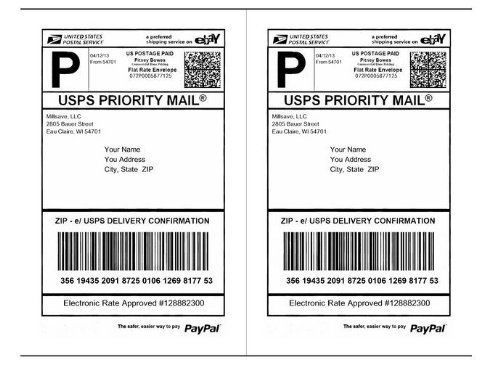 200 Paypal Shipping Labels - 2 Labels/Page 8.5x5.5 (100 Sheets)