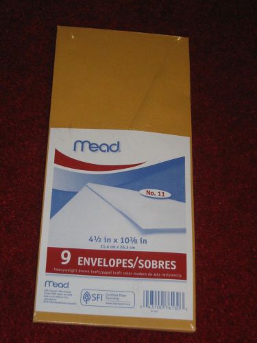 Mead #11 Letter 4.5&#034;&#034; x 10.375&#034;&#034; Heavyweight Kraft Envelopes 9 Ct.