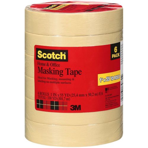 Scotch Masking Tape 1&#034; x 55 yds 6 Rolls - Brand New Item