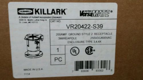 KILLARK VR20422-S39 Pin &amp; Sleeve Receptacle,3W,4P,200A