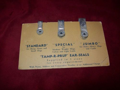Vintage Ear Tag Advertising Store Card, Tamp-R-Pruf, Sheep/Goats/Hogs/Cattle.