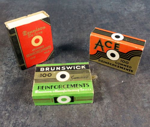 Ace Brunswick Denison Gummed Paper Reinforcement Lot - Vintage Advertising
