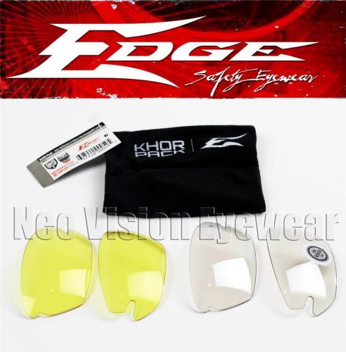 Edge Khor Pack Replacement Lenses Kit 2 Pair Yellow Indoor/Outdoor Glasses