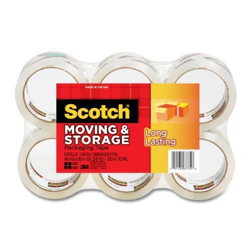 6x Scotch Long Lasting Moving and Storage Packaging Tape 6 rolls