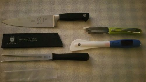 Mercer 8&#034; Chef Knife Model M20608 and Mercer M14007 7&#034; Carving Fork Plus More