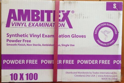 Ambitex Powder-Free Vinyl Exam Gloves Small, 1000/Case (Latex and Nitrile Free)