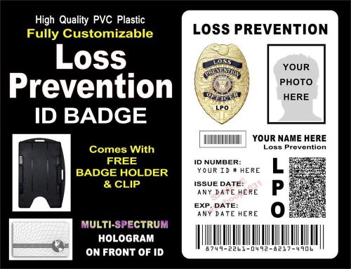 Loss Prevention ID Badge / Card &gt;CUSTOM W/ YOUR PHOTO / INFO ~ Holographic PVC
