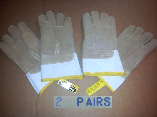 New 2 pairs bundle 171-fm leather welding glove 13&#039;&#039; xl 4&#039;&#039; cuff high heat flame for sale