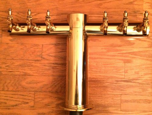 Draft Beer Tower - (Metro T style)  - 6 Faucets - PVD Brass - Glycol cooled