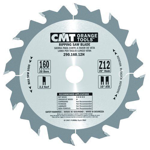 Cmt 290.160.12h ripping saw blade for festool machines  160mm 6-5/16-inch by 12 for sale