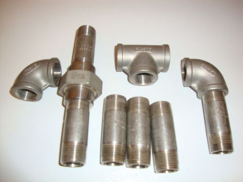 Lot of (10) 3/4 pipe fittings,threaded,316 stainless steel,class 150 for sale
