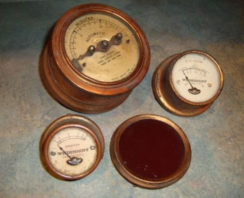 Vintage Electrical Look Meters, Timer, Copper Patina Age, Weidenhoff, Walser