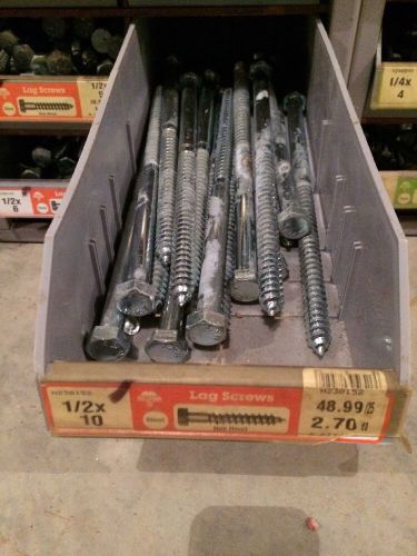 Lot of 17 steel hex lag screw bolt 1/2&#034; x 10&#034; zinc plated hex head hillman for sale