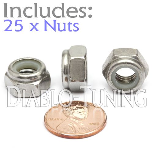 M8-1.25 / 8mm - qty 25 - nylon insert hex lock nut din 985 - a2 stainless steel for sale