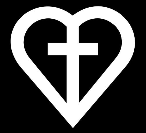 HEART WITH CROSS Sticker Religious Christian VINYL CAR  STICKER DECAL 6 inch
