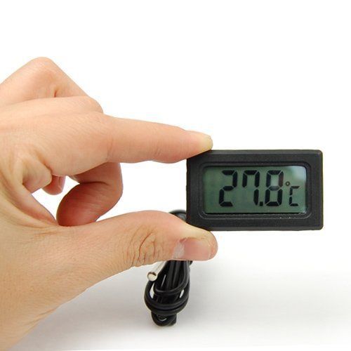1M/3FT Cable Mini Digital LCD Display Temperature Meter Themometer Metal Probe