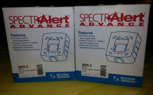 2 X SpectrAlert ADVANCE SYSTEM SENSOR BBS-2 WALL BACK BOX SKIRT Red New NIB