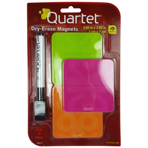 Quartet ReWritables Dry Erase Mini Magnet Boards with Marker, 3&#034; x 3&#034; Pack of 3