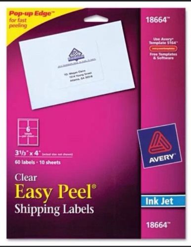 Avery Easy Peel Mailing Label - 3.33&#034;Wx4&#034;L - 60/Pack - Inkjet - Clear Open Item