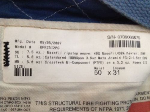Fire trunout gear pants for sale